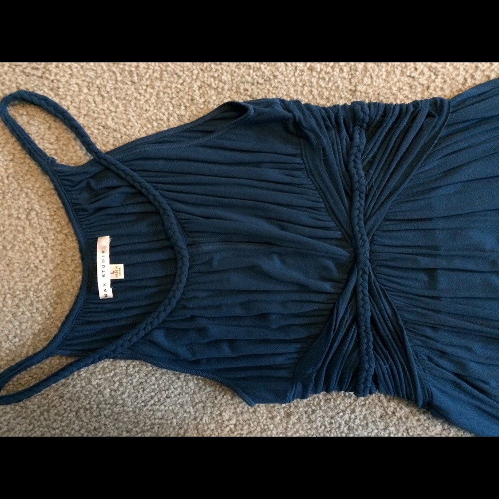 Max Studio blue/teal long maxi dress, size L